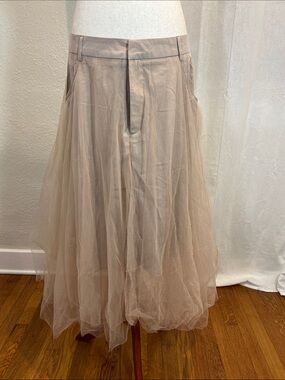 S-Deer Taupe Layered Tulle Overlay A-Line Midi Skirt. Size XL. NWT. Fairycore